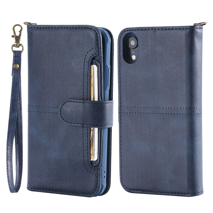 For iPhone XR Multifunctional Detachable Magnetic Horizontal Flip Leather Case with Card Slots & Holder & Wallet & Photo Frame(Blue) - More iPhone Cases by buy2fix | Online Shopping UK | buy2fix