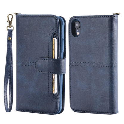 For iPhone XR Multifunctional Detachable Magnetic Horizontal Flip Leather Case with Card Slots & Holder & Wallet & Photo Frame(Blue) - More iPhone Cases by buy2fix | Online Shopping UK | buy2fix