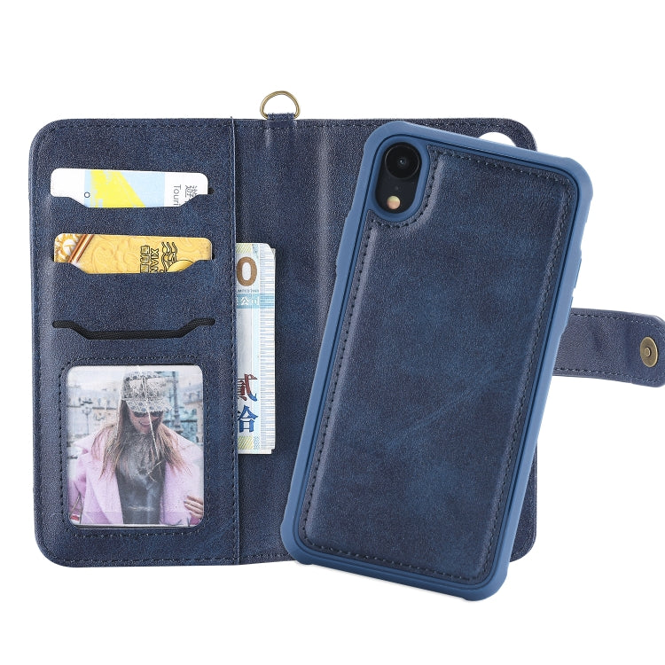 For iPhone XR Multifunctional Detachable Magnetic Horizontal Flip Leather Case with Card Slots & Holder & Wallet & Photo Frame(Blue) - More iPhone Cases by buy2fix | Online Shopping UK | buy2fix