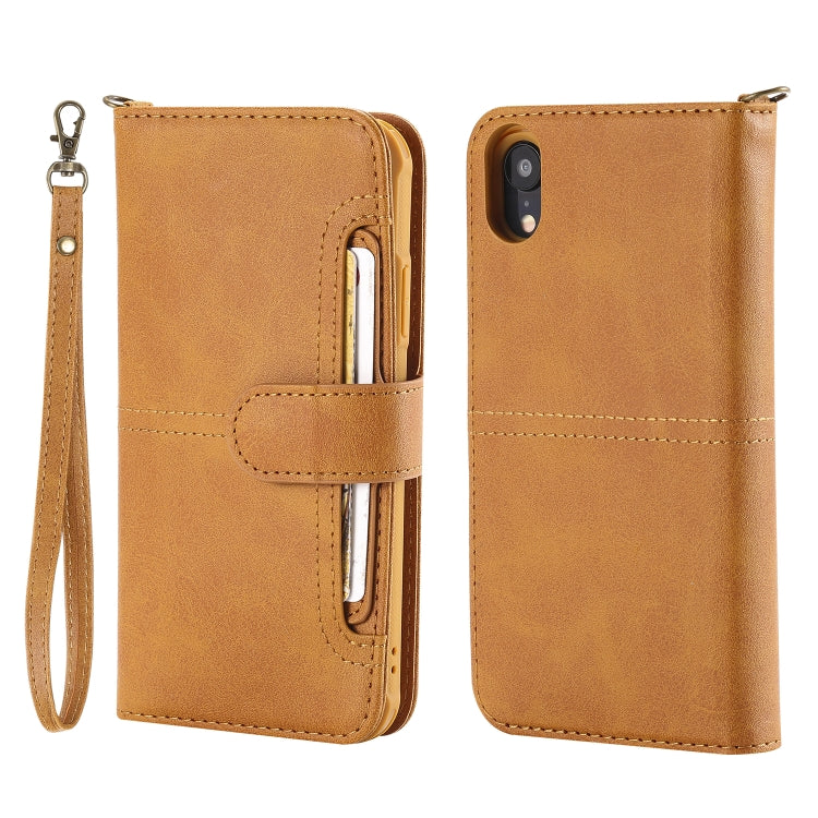 For iPhone XR Multifunctional Detachable Magnetic Horizontal Flip Leather Case with Card Slots & Holder & Wallet & Photo Frame(Brown) - More iPhone Cases by buy2fix | Online Shopping UK | buy2fix