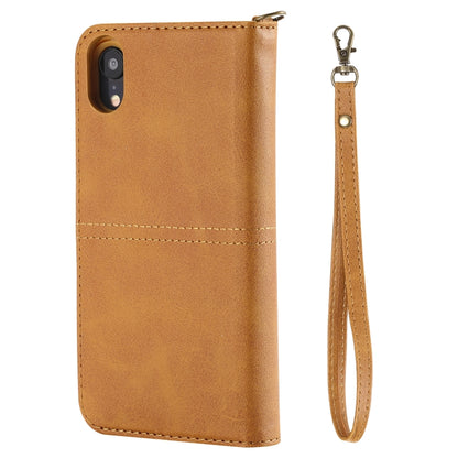 For iPhone XR Multifunctional Detachable Magnetic Horizontal Flip Leather Case with Card Slots & Holder & Wallet & Photo Frame(Brown) - More iPhone Cases by buy2fix | Online Shopping UK | buy2fix