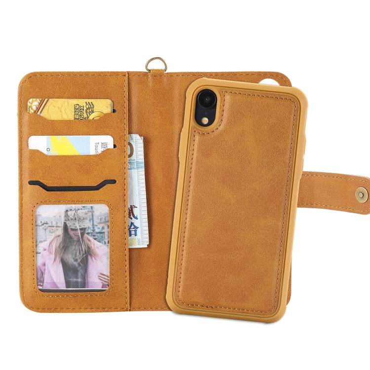 For iPhone XR Multifunctional Detachable Magnetic Horizontal Flip Leather Case with Card Slots & Holder & Wallet & Photo Frame(Brown) - More iPhone Cases by buy2fix | Online Shopping UK | buy2fix
