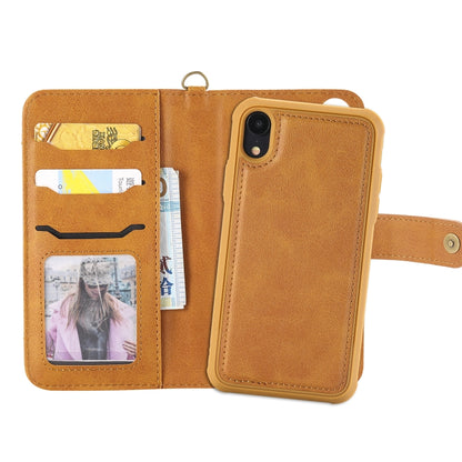 For iPhone XR Multifunctional Detachable Magnetic Horizontal Flip Leather Case with Card Slots & Holder & Wallet & Photo Frame(Brown) - More iPhone Cases by buy2fix | Online Shopping UK | buy2fix
