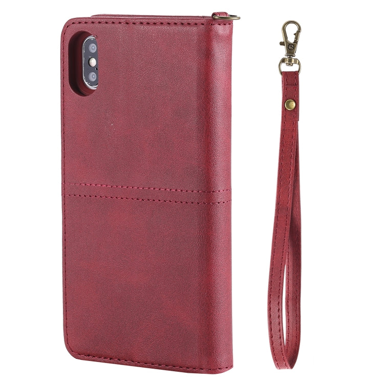 For iPhone XS Max Multifunctional Detachable Magnetic Horizontal Flip Leather Case with Card Slots & Holder & Wallet & Photo Frame(Red) - More iPhone Cases by buy2fix | Online Shopping UK | buy2fix