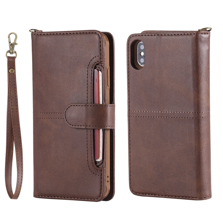 For iPhone XS Max Multifunctional Detachable Magnetic Horizontal Flip Leather Case with Card Slots & Holder & Wallet & Photo Frame(Coffee) - More iPhone Cases by buy2fix | Online Shopping UK | buy2fix