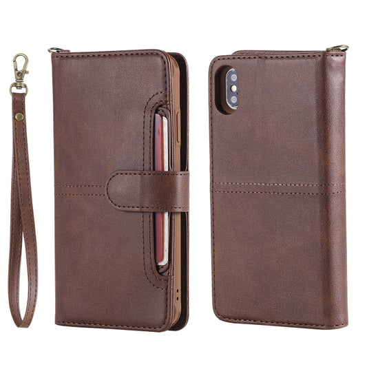 For iPhone XS Max Multifunctional Detachable Magnetic Horizontal Flip Leather Case with Card Slots & Holder & Wallet & Photo Frame(Coffee) - More iPhone Cases by buy2fix | Online Shopping UK | buy2fix