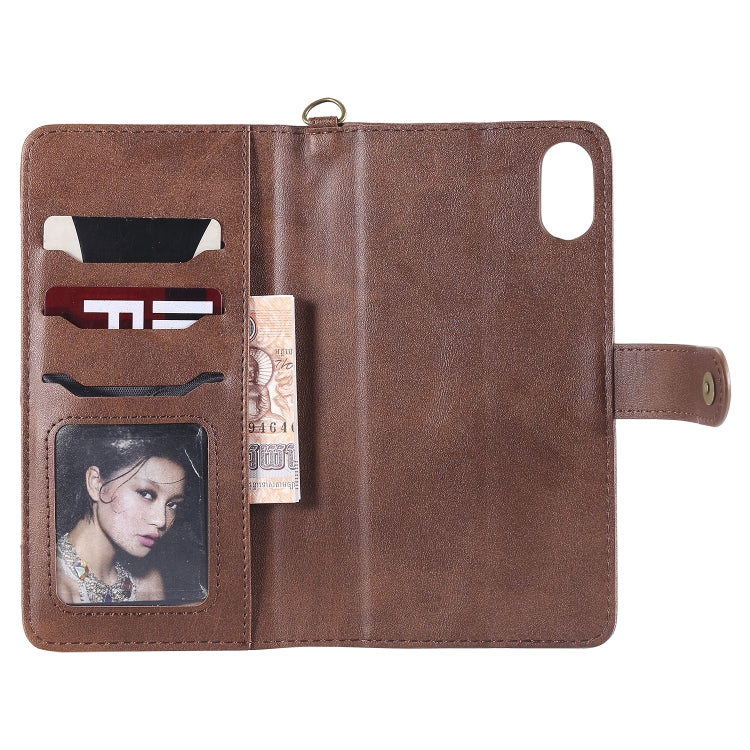 For iPhone XS Max Multifunctional Detachable Magnetic Horizontal Flip Leather Case with Card Slots & Holder & Wallet & Photo Frame(Coffee) - More iPhone Cases by buy2fix | Online Shopping UK | buy2fix