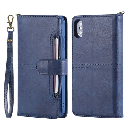 For iPhone XS Max Multifunctional Detachable Magnetic Horizontal Flip Leather Case with Card Slots & Holder & Wallet & Photo Frame(Blue) - More iPhone Cases by buy2fix | Online Shopping UK | buy2fix