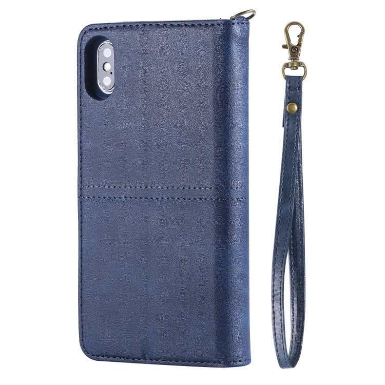 For iPhone XS Max Multifunctional Detachable Magnetic Horizontal Flip Leather Case with Card Slots & Holder & Wallet & Photo Frame(Blue) - More iPhone Cases by buy2fix | Online Shopping UK | buy2fix