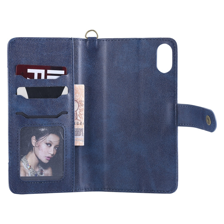 For iPhone XS Max Multifunctional Detachable Magnetic Horizontal Flip Leather Case with Card Slots & Holder & Wallet & Photo Frame(Blue) - More iPhone Cases by buy2fix | Online Shopping UK | buy2fix