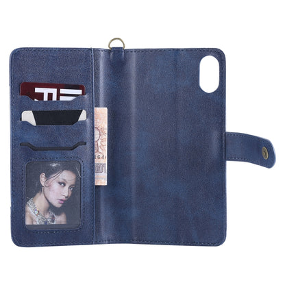 For iPhone XS Max Multifunctional Detachable Magnetic Horizontal Flip Leather Case with Card Slots & Holder & Wallet & Photo Frame(Blue) - More iPhone Cases by buy2fix | Online Shopping UK | buy2fix