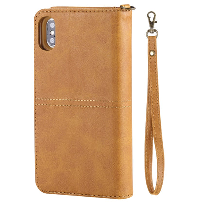 For iPhone XS Max Multifunctional Detachable Magnetic Horizontal Flip Leather Case with Card Slots & Holder & Wallet & Photo Frame(Brown) - More iPhone Cases by buy2fix | Online Shopping UK | buy2fix