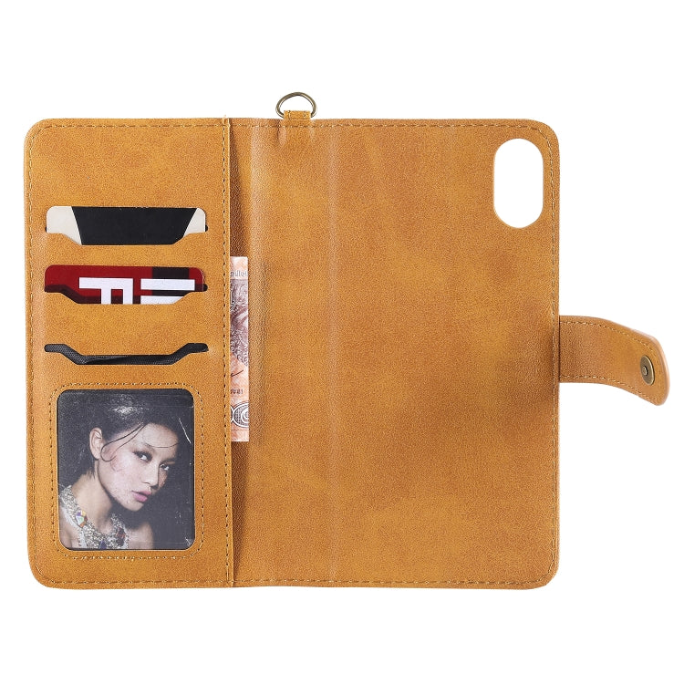 For iPhone XS Max Multifunctional Detachable Magnetic Horizontal Flip Leather Case with Card Slots & Holder & Wallet & Photo Frame(Brown) - More iPhone Cases by buy2fix | Online Shopping UK | buy2fix