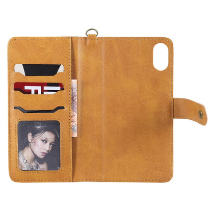 For iPhone XS Max Multifunctional Detachable Magnetic Horizontal Flip Leather Case with Card Slots & Holder & Wallet & Photo Frame(Brown) - More iPhone Cases by buy2fix | Online Shopping UK | buy2fix