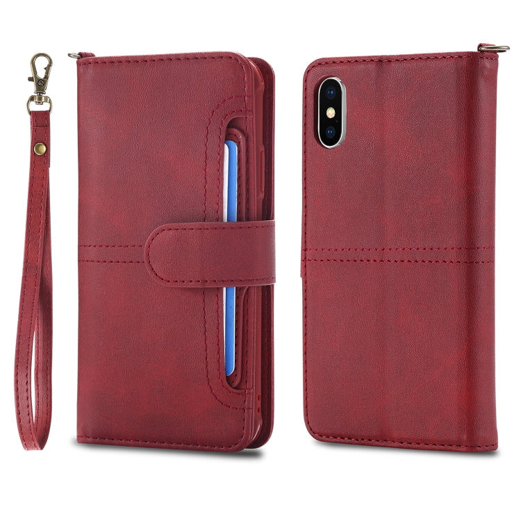For iPhone X / XS Multifunctional Detachable Magnetic Horizontal Flip Leather Case with Card Slots & Holder & Wallet & Photo Frame(Red) - More iPhone Cases by buy2fix | Online Shopping UK | buy2fix