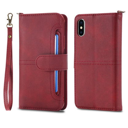 For iPhone X / XS Multifunctional Detachable Magnetic Horizontal Flip Leather Case with Card Slots & Holder & Wallet & Photo Frame(Red) - More iPhone Cases by buy2fix | Online Shopping UK | buy2fix