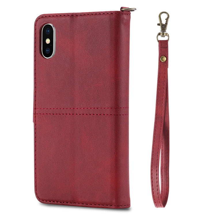 For iPhone X / XS Multifunctional Detachable Magnetic Horizontal Flip Leather Case with Card Slots & Holder & Wallet & Photo Frame(Red) - More iPhone Cases by buy2fix | Online Shopping UK | buy2fix