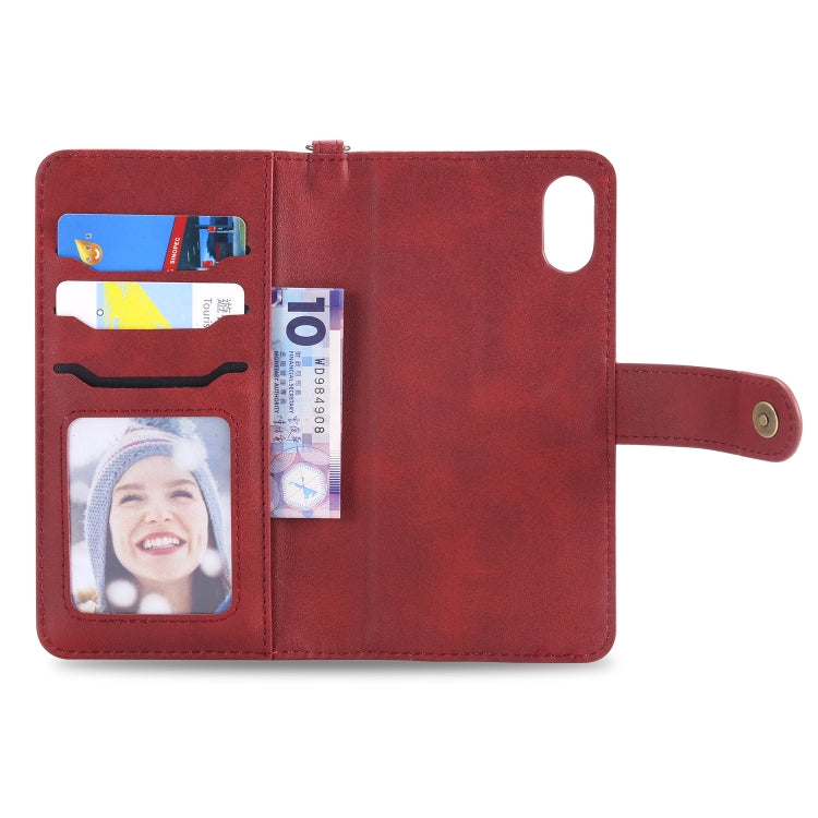 For iPhone X / XS Multifunctional Detachable Magnetic Horizontal Flip Leather Case with Card Slots & Holder & Wallet & Photo Frame(Red) - More iPhone Cases by buy2fix | Online Shopping UK | buy2fix