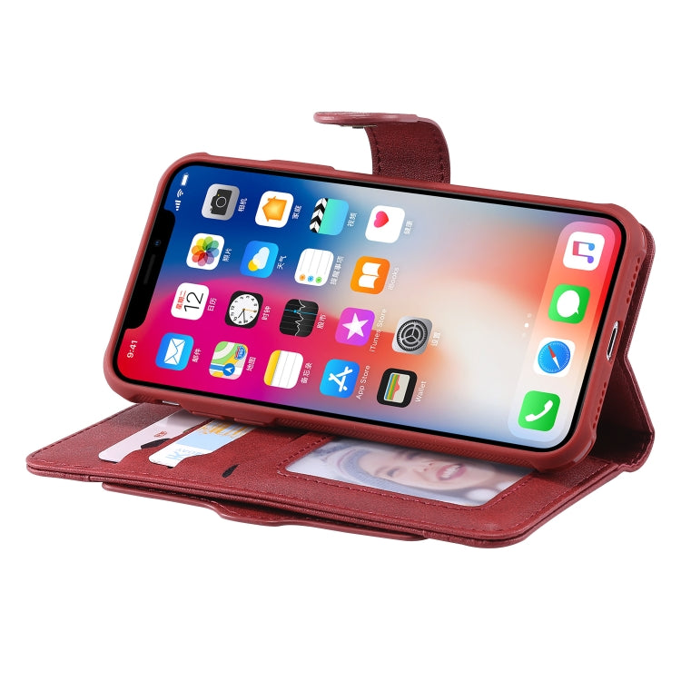 For iPhone X / XS Multifunctional Detachable Magnetic Horizontal Flip Leather Case with Card Slots & Holder & Wallet & Photo Frame(Red) - More iPhone Cases by buy2fix | Online Shopping UK | buy2fix