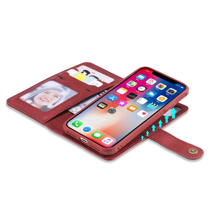 For iPhone X / XS Multifunctional Detachable Magnetic Horizontal Flip Leather Case with Card Slots & Holder & Wallet & Photo Frame(Red) - More iPhone Cases by buy2fix | Online Shopping UK | buy2fix