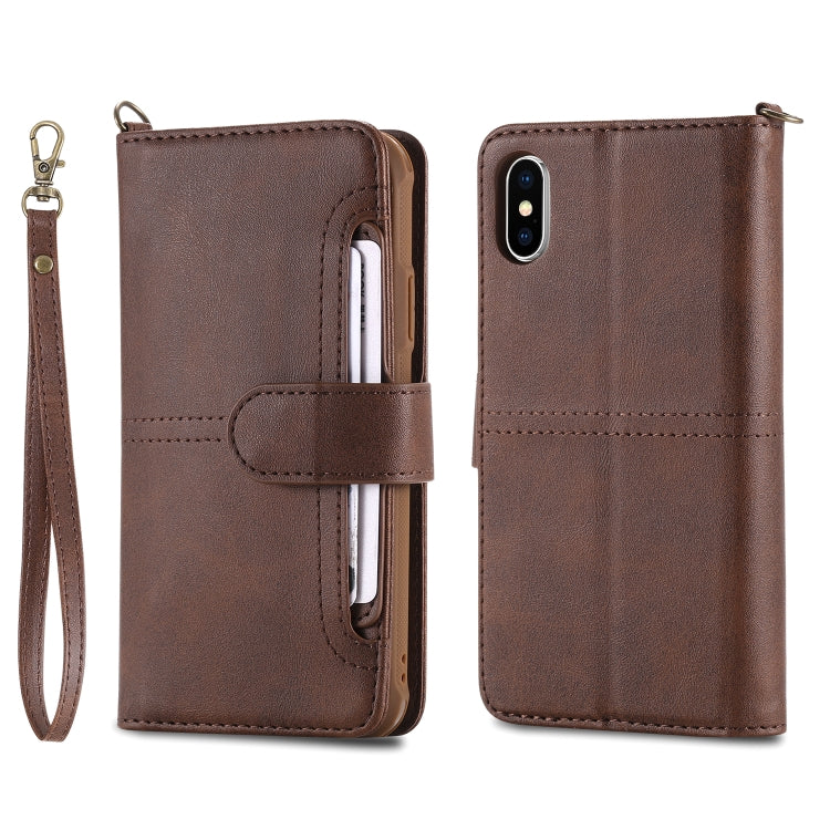 For iPhone X / XS Multifunctional Detachable Magnetic Horizontal Flip Leather Case with Card Slots & Holder & Wallet & Photo Frame(Coffee) - More iPhone Cases by buy2fix | Online Shopping UK | buy2fix