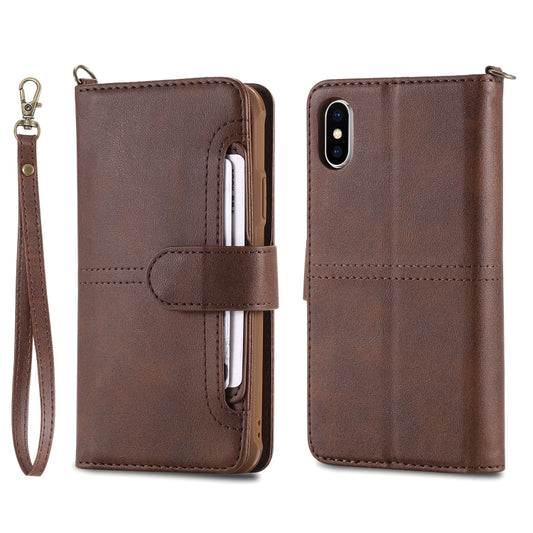 For iPhone X / XS Multifunctional Detachable Magnetic Horizontal Flip Leather Case with Card Slots & Holder & Wallet & Photo Frame(Coffee) - More iPhone Cases by buy2fix | Online Shopping UK | buy2fix
