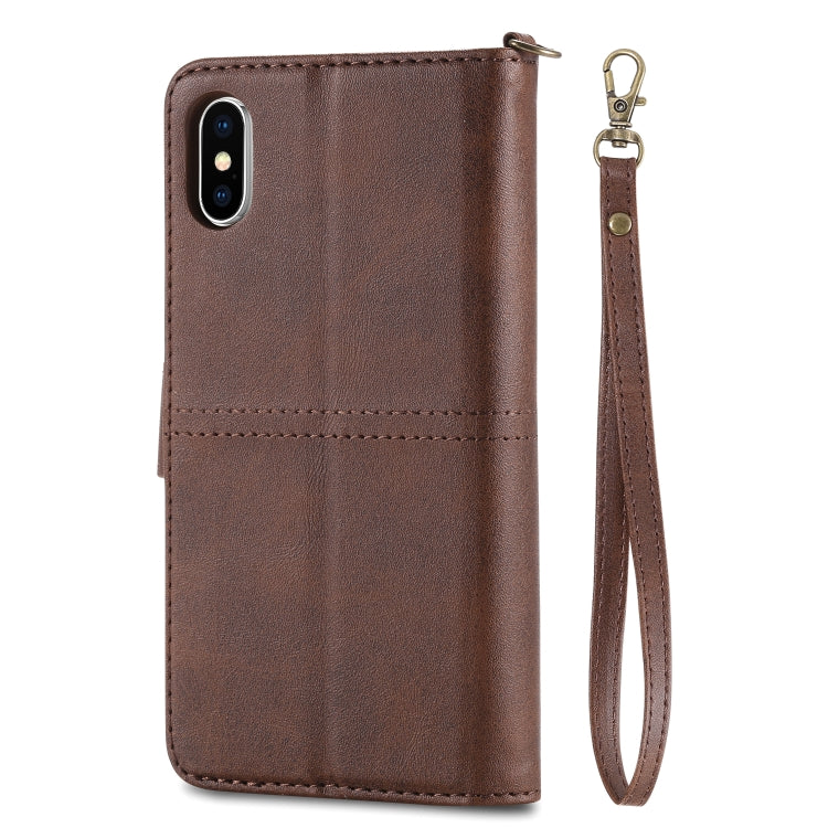 For iPhone X / XS Multifunctional Detachable Magnetic Horizontal Flip Leather Case with Card Slots & Holder & Wallet & Photo Frame(Coffee) - More iPhone Cases by buy2fix | Online Shopping UK | buy2fix