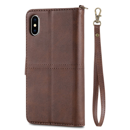 For iPhone X / XS Multifunctional Detachable Magnetic Horizontal Flip Leather Case with Card Slots & Holder & Wallet & Photo Frame(Coffee) - More iPhone Cases by buy2fix | Online Shopping UK | buy2fix