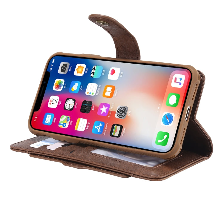 For iPhone X / XS Multifunctional Detachable Magnetic Horizontal Flip Leather Case with Card Slots & Holder & Wallet & Photo Frame(Coffee) - More iPhone Cases by buy2fix | Online Shopping UK | buy2fix