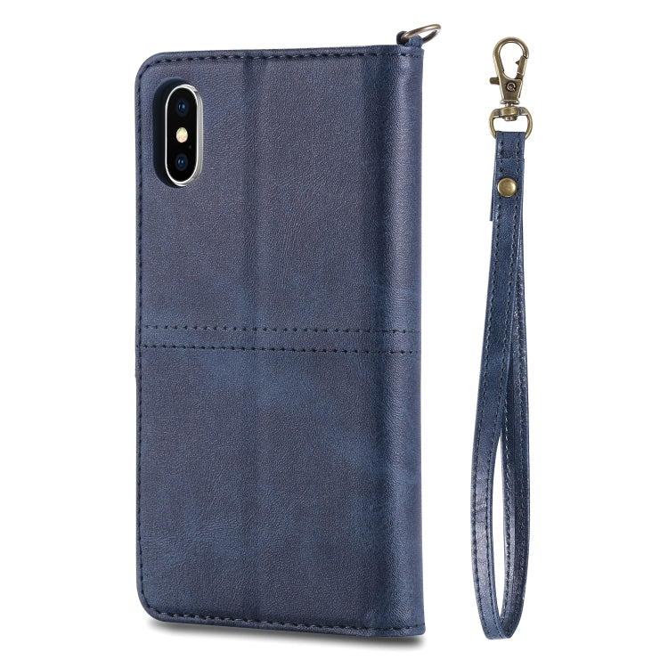 For iPhone X / XS Multifunctional Detachable Magnetic Horizontal Flip Leather Case with Card Slots & Holder & Wallet & Photo Frame(Blue) - More iPhone Cases by buy2fix | Online Shopping UK | buy2fix