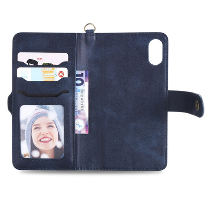 For iPhone X / XS Multifunctional Detachable Magnetic Horizontal Flip Leather Case with Card Slots & Holder & Wallet & Photo Frame(Blue) - More iPhone Cases by buy2fix | Online Shopping UK | buy2fix