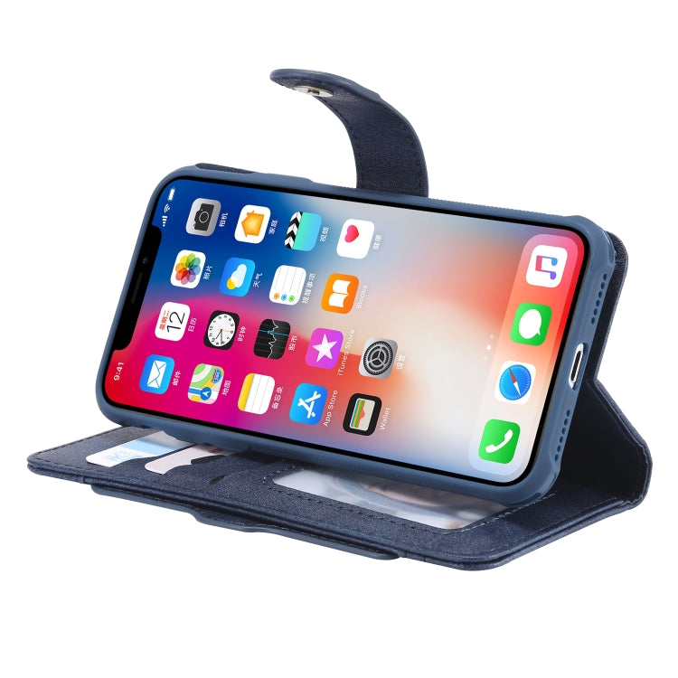 For iPhone X / XS Multifunctional Detachable Magnetic Horizontal Flip Leather Case with Card Slots & Holder & Wallet & Photo Frame(Blue) - More iPhone Cases by buy2fix | Online Shopping UK | buy2fix