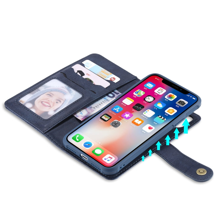 For iPhone X / XS Multifunctional Detachable Magnetic Horizontal Flip Leather Case with Card Slots & Holder & Wallet & Photo Frame(Blue) - More iPhone Cases by buy2fix | Online Shopping UK | buy2fix