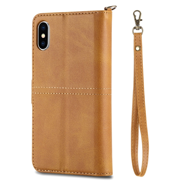 For iPhone X / XS Multifunctional Detachable Magnetic Horizontal Flip Leather Case with Card Slots & Holder & Wallet & Photo Frame(Brown) - More iPhone Cases by buy2fix | Online Shopping UK | buy2fix