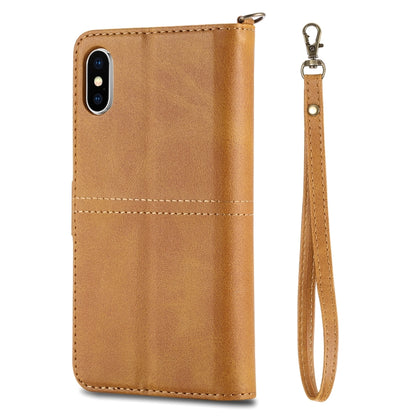 For iPhone X / XS Multifunctional Detachable Magnetic Horizontal Flip Leather Case with Card Slots & Holder & Wallet & Photo Frame(Brown) - More iPhone Cases by buy2fix | Online Shopping UK | buy2fix