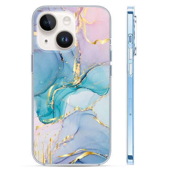 For iPhone 14 Coloured Glaze Marble Phone Case(Purple Blue)