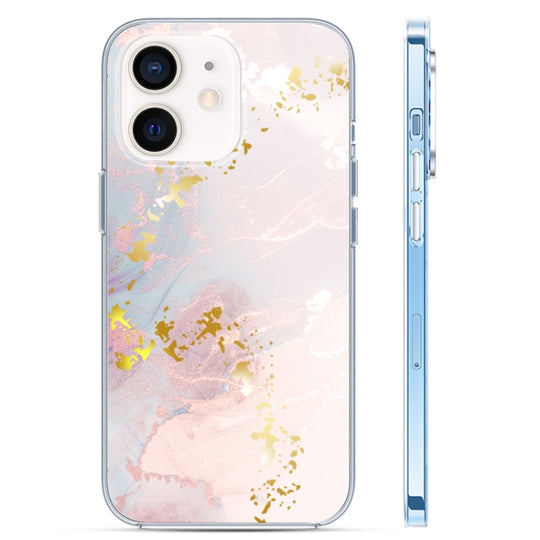 For iPhone 12 Coloured Glaze Marble Phone Case(White Gold)