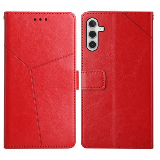 For Samsung Galaxy A04s HT01 Y-shaped Pattern Flip Leather Phone Case(Red)