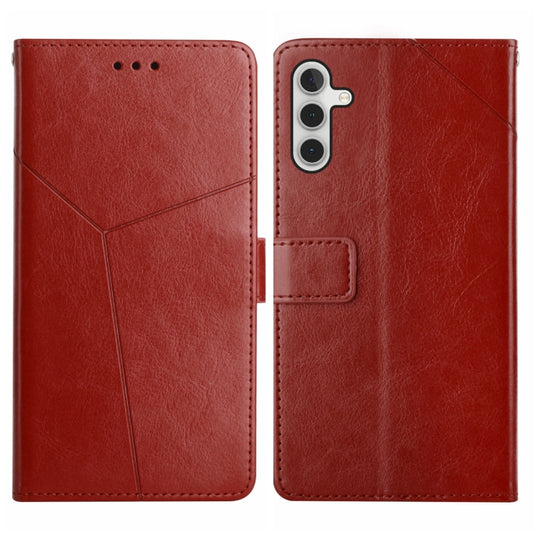 For Samsung Galaxy A04s HT01 Y-shaped Pattern Flip Leather Phone Case(Brown)