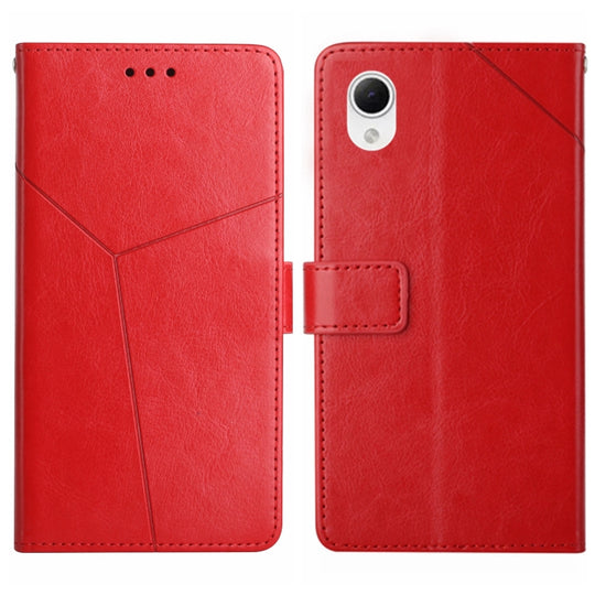 For Samsung Galaxy A23 5G JP Version HT01 Y-shaped Pattern Flip Leather Phone Case(Red)