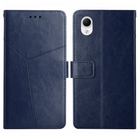 For Samsung Galaxy A23 5G JP Version HT01 Y-shaped Pattern Flip Leather Phone Case(Blue)