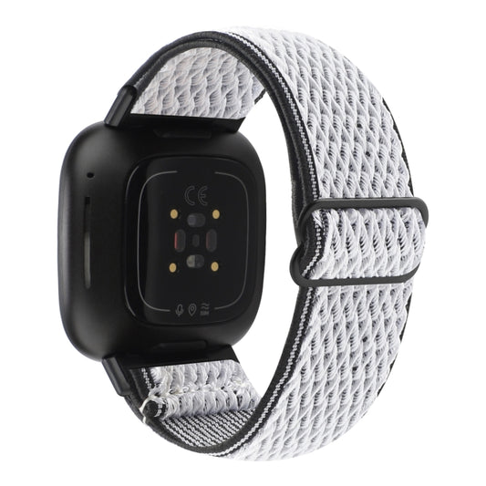 For Fitbit Versa 4 / Sense 2 Universal Wave Nylon Watch Band(White Black) by buy2fix