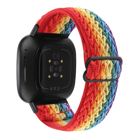 For Fitbit Versa 4 / Sense 2 Universal Wave Nylon Watch Band(Rainbow) by buy2fix
