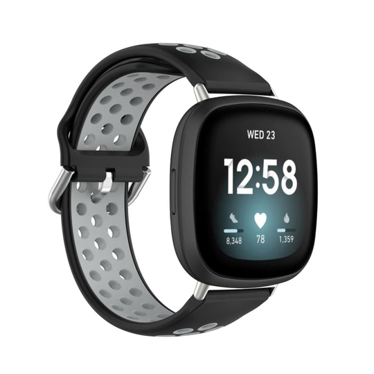 For Fitbit Versa 4 / Sense 2 Dual Color Silicone Watch Band(Black Gray)