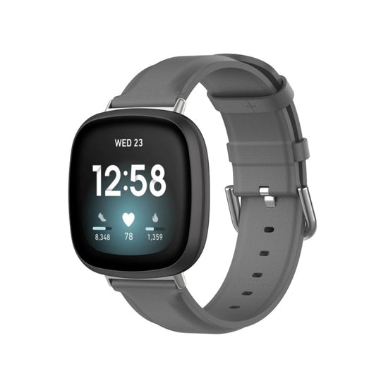 For Fitbit Versa 4 / Sense 2 Genuine Leather Watch Band(Grey)