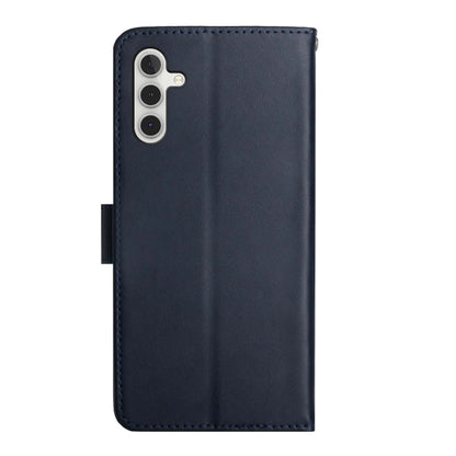 For Samsung Galaxy A04s Genuine Leather Fingerprint-proof Flip Phone Case(Blue) - Galaxy Phone Cases by buy2fix | Online Shopping UK | buy2fix