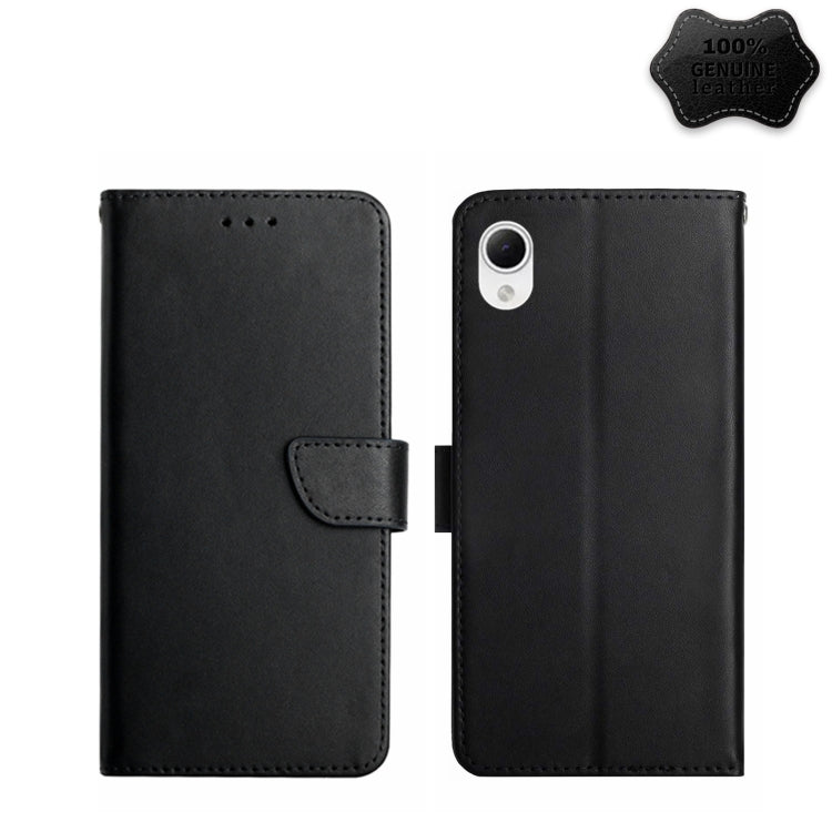 For Samsung Galaxy A23 5G JP Version Genuine Leather Fingerprint-proof Flip Phone Case(Black) - Galaxy Phone Cases by buy2fix | Online Shopping UK | buy2fix
