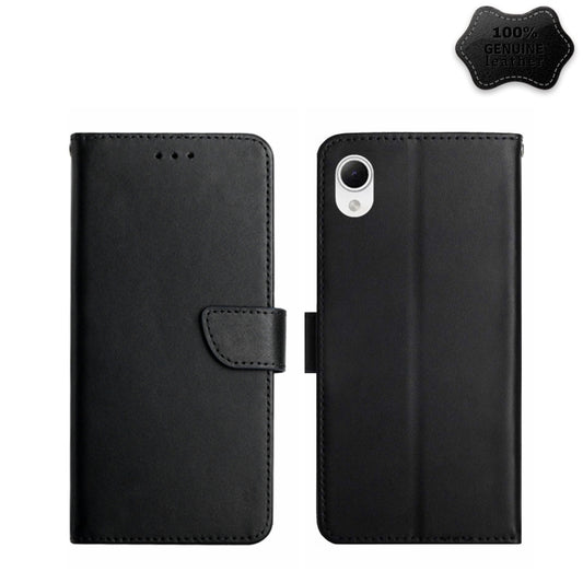 For Samsung Galaxy A23 5G JP Version Genuine Leather Fingerprint-proof Flip Phone Case(Black) - Galaxy Phone Cases by buy2fix | Online Shopping UK | buy2fix