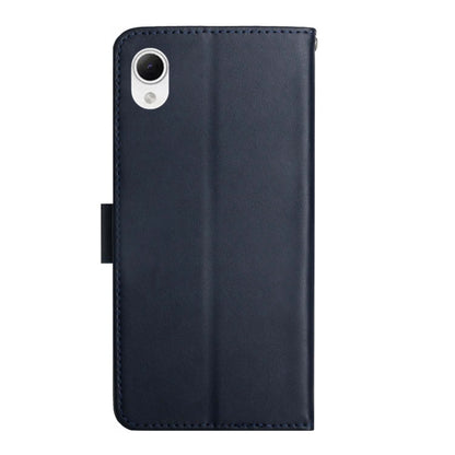 For Samsung Galaxy A23e/A23s Genuine Leather Fingerprint-proof Flip Phone Case(Blue) - Galaxy Phone Cases by buy2fix | Online Shopping UK | buy2fix
