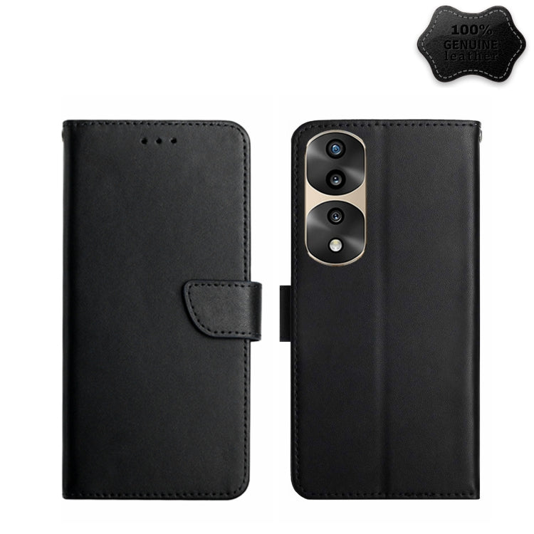 For Honor 70 Pro/70 Pro+ Genuine Leather Fingerprint-proof Flip Phone Case(Black) - Honor Cases by buy2fix | Online Shopping UK | buy2fix